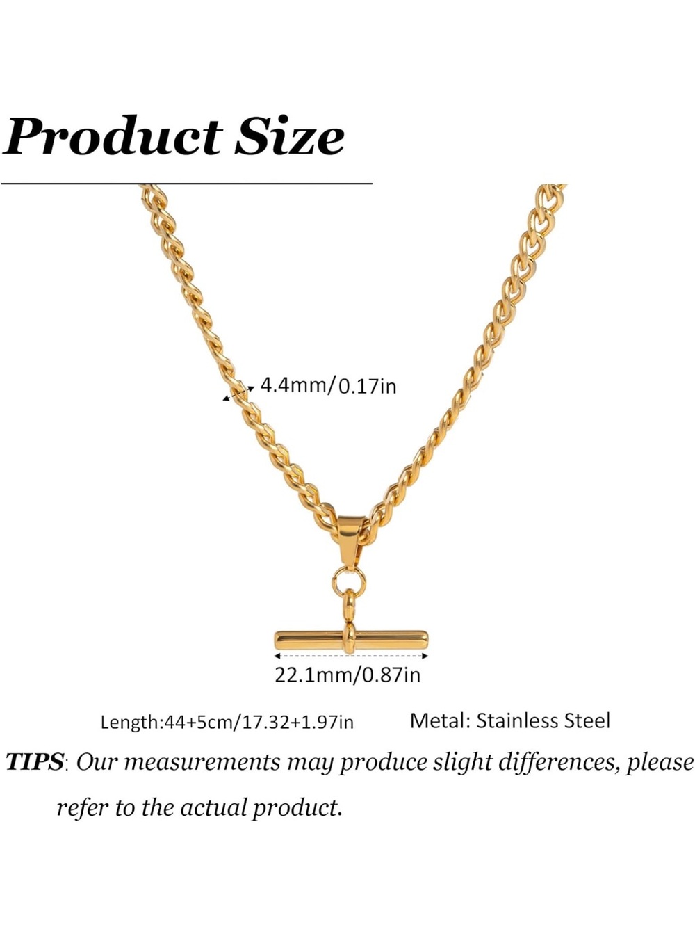 Gold T-Bar Rope Necklace - Picture 4 of 4